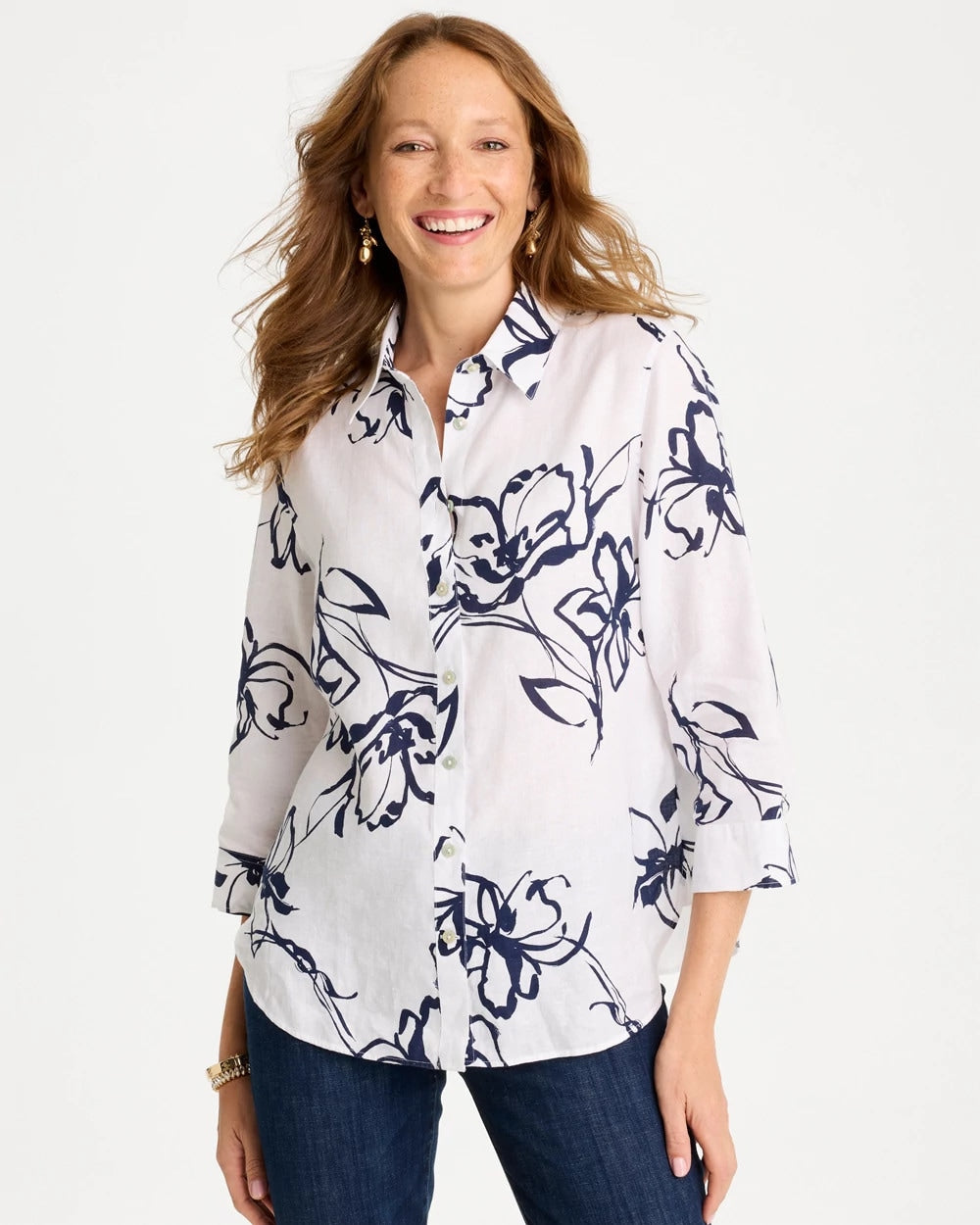 Chico's Trending - No Iron™ Linen Amalfi Shirt Passport Blue