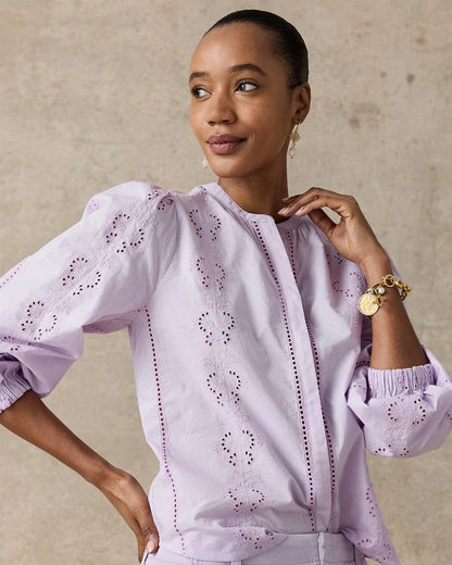 Chico's Hot Sale - Embroidered Top Orchid Mist