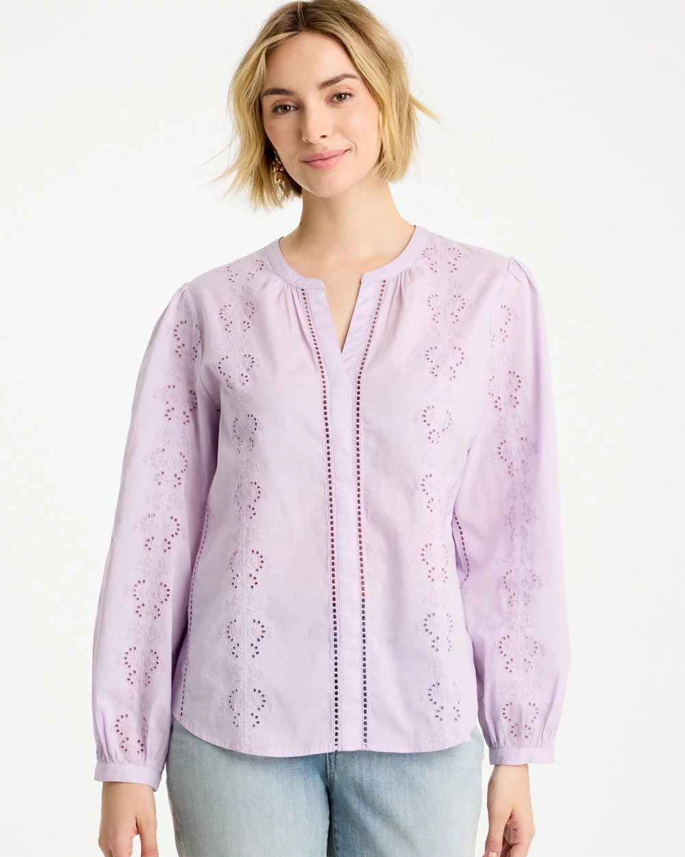 Chico's Hot Sale - Embroidered Top Orchid Mist
