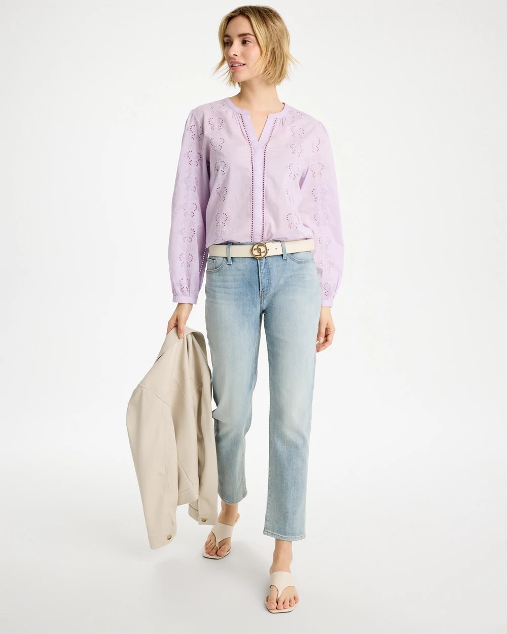 Chico's Hot Sale - Embroidered Top Orchid Mist