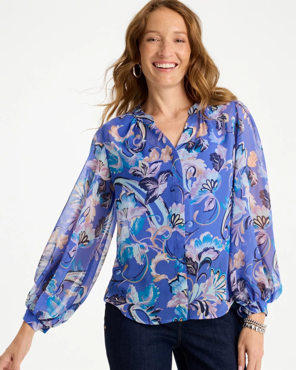 Chico's Recommended - Georgette Paisley Blouse Amparo Blue