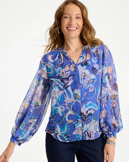 Chico's Recommended - Georgette Paisley Blouse Amparo Blue