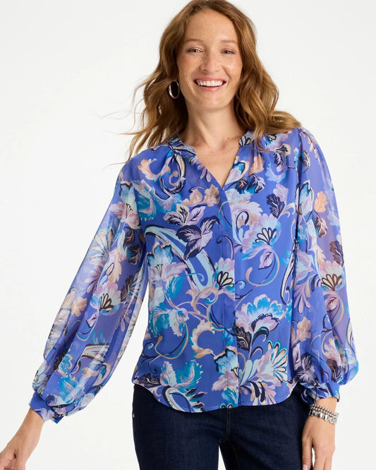 Chico's Recommended - Georgette Paisley Blouse Amparo Blue