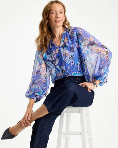 Chico's Recommended - Georgette Paisley Blouse Amparo Blue