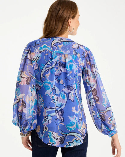 Chico's Recommended - Georgette Paisley Blouse Amparo Blue