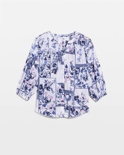 Chico's Best Price - Cotton Printed Billow Sleeve Blouse Amparo Blue