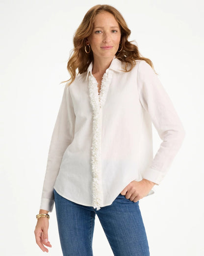 Chico's Special Offer - Linen Flower Embellished Blouse Alabaster