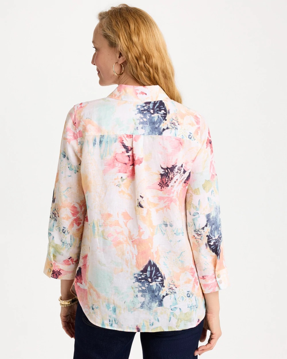 Chico's Smart Buy - No Iron™ Linen Printed Shirt Calypso Coral