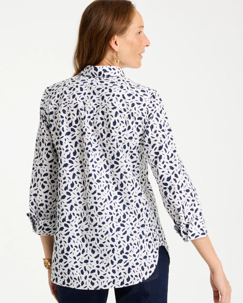Chico's Top Pick - No Iron™ Stretch Printed Shirt Optic White