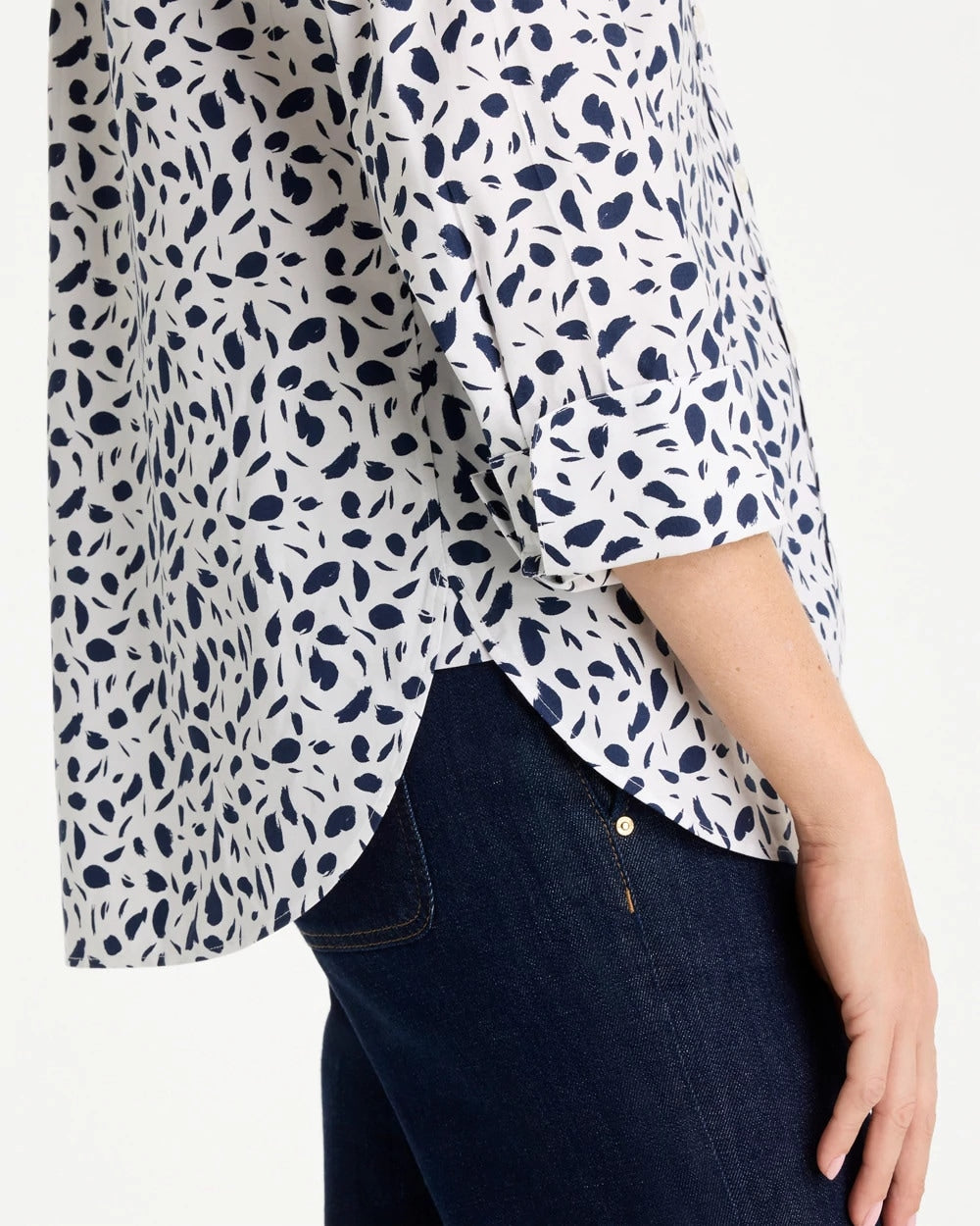 Chico's Top Pick - No Iron™ Stretch Printed Shirt Optic White