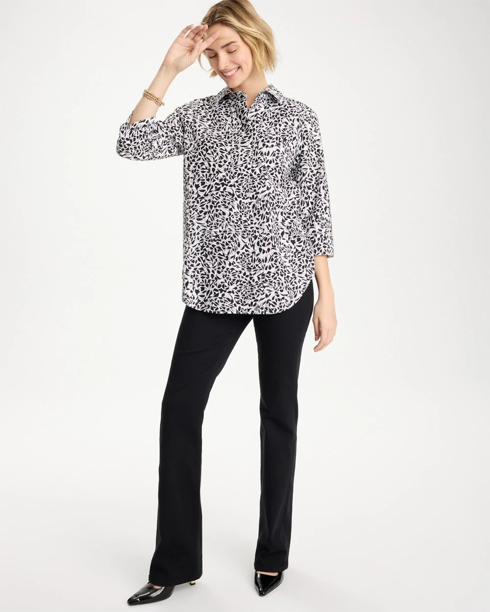 Chico's Quality - No Iron™ Stretch Printed Popover Black