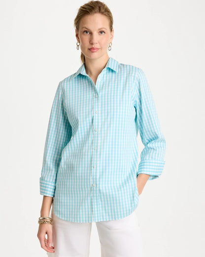 Chico's New - No Iron™ Stretch Gingham Shirt Bondi Blue