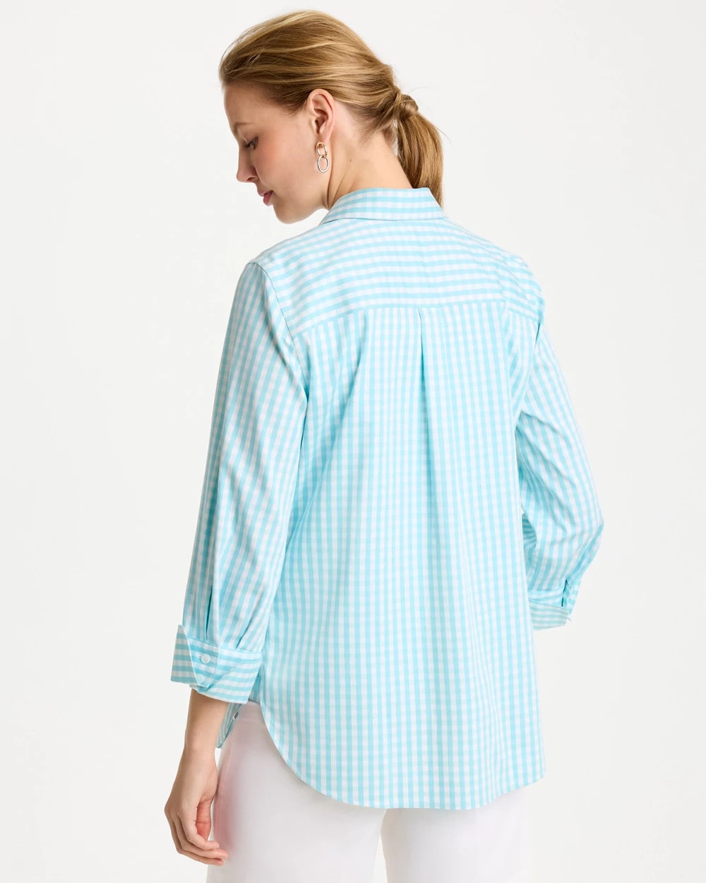 Chico's New - No Iron™ Stretch Gingham Shirt Bondi Blue