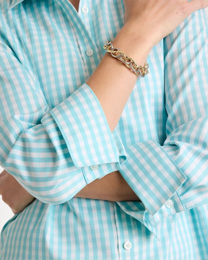 Chico's New - No Iron™ Stretch Gingham Shirt Bondi Blue