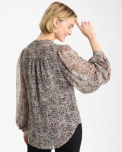 Chico's Classic - Georgette Printed Squares Blouse Black