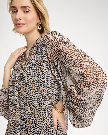 Chico's Classic - Georgette Printed Squares Blouse Black
