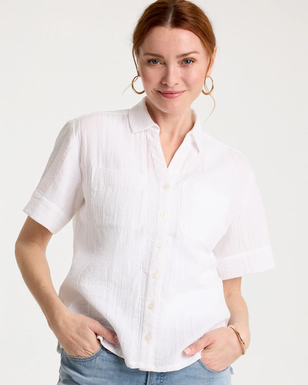 Chico's Special Offer - Cotton Gauze Camp Shirt Alabaster