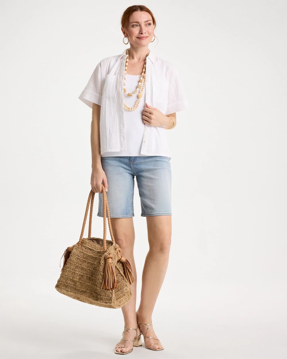 Chico's Special Offer - Cotton Gauze Camp Shirt Alabaster