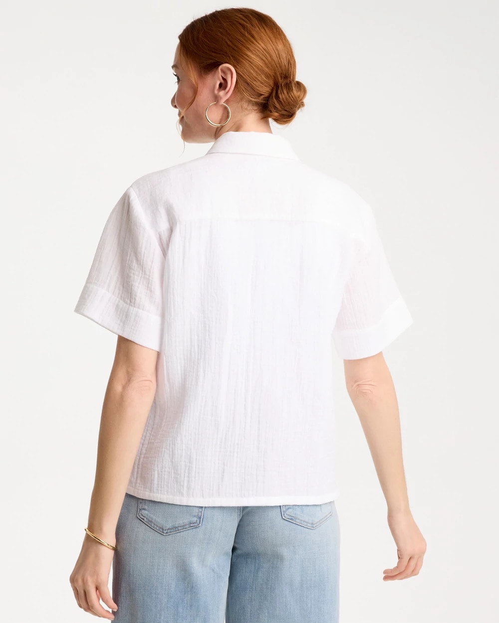 Chico's Special Offer - Cotton Gauze Camp Shirt Alabaster