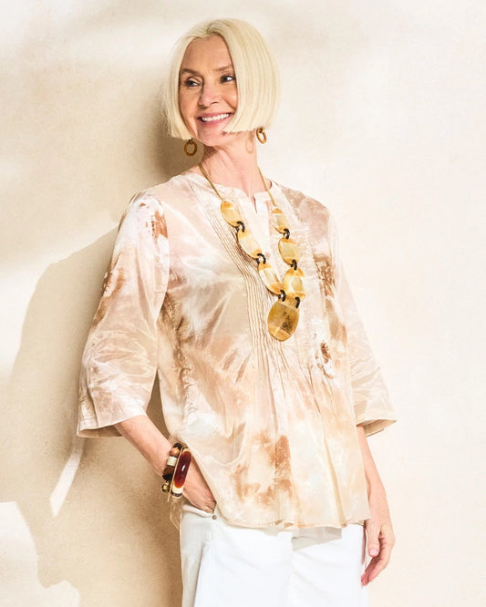 Chico's Recommended - Cotton-Blend Pintuck Tunic Sandstone