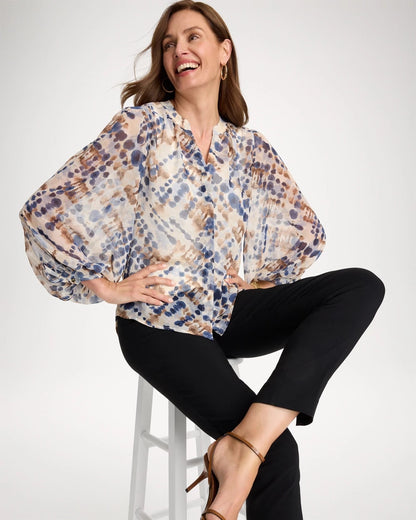 Chico's Essential - Georgette Printed Blouse Passport Blue