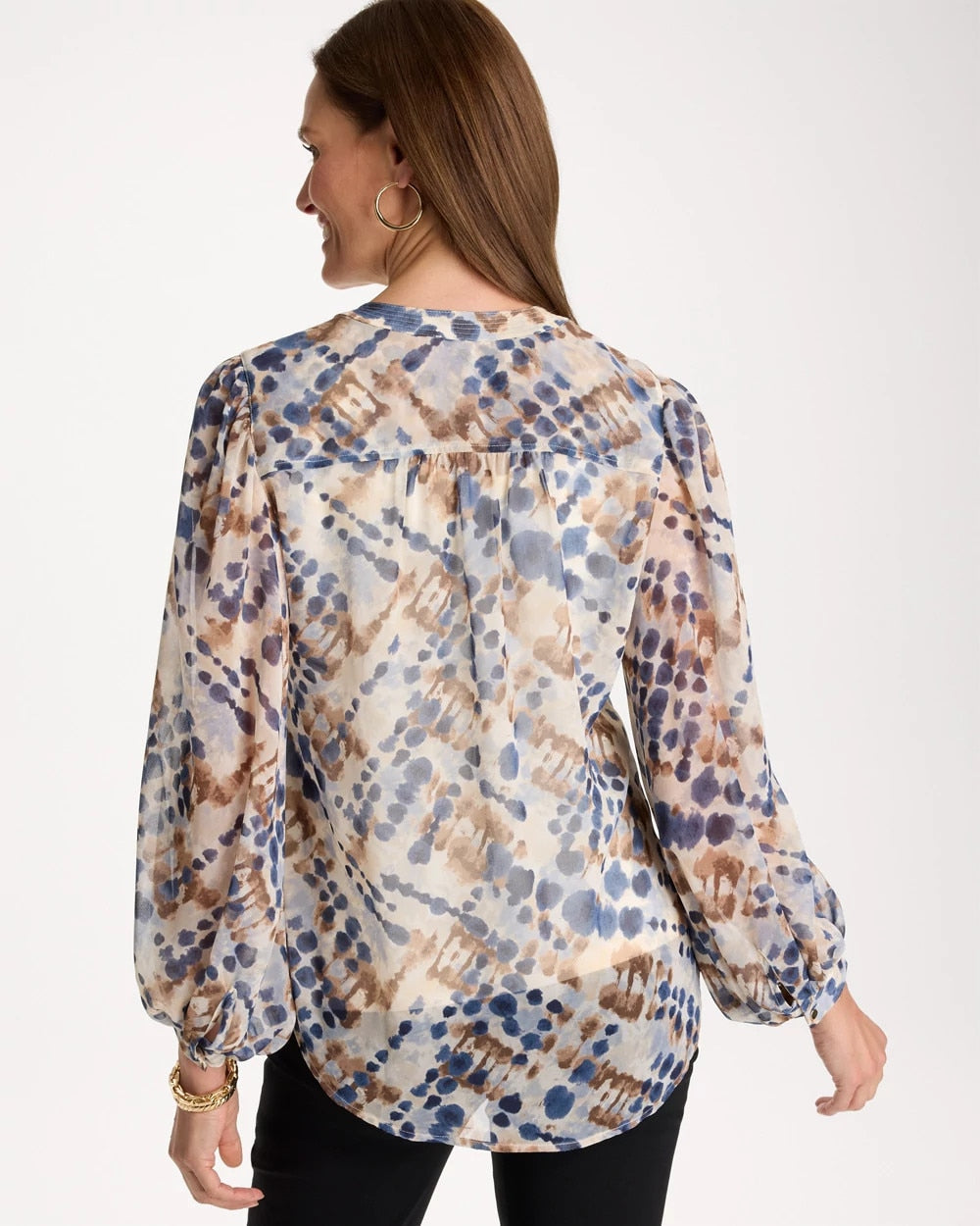 Chico's Essential - Georgette Printed Blouse Passport Blue