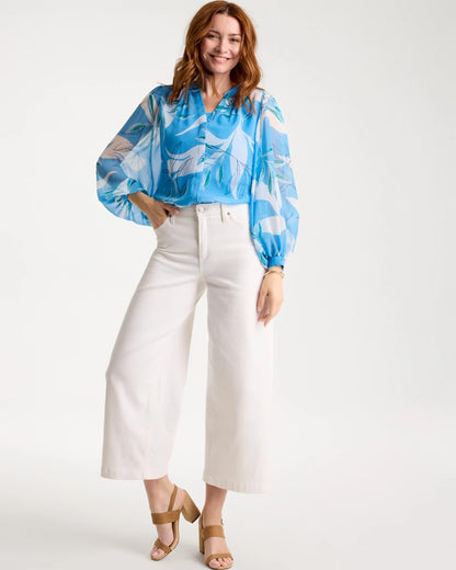 Chico's Quality - Georgette Printed Blouse Blue Tide
