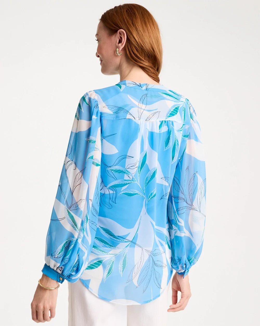 Chico's Quality - Georgette Printed Blouse Blue Tide