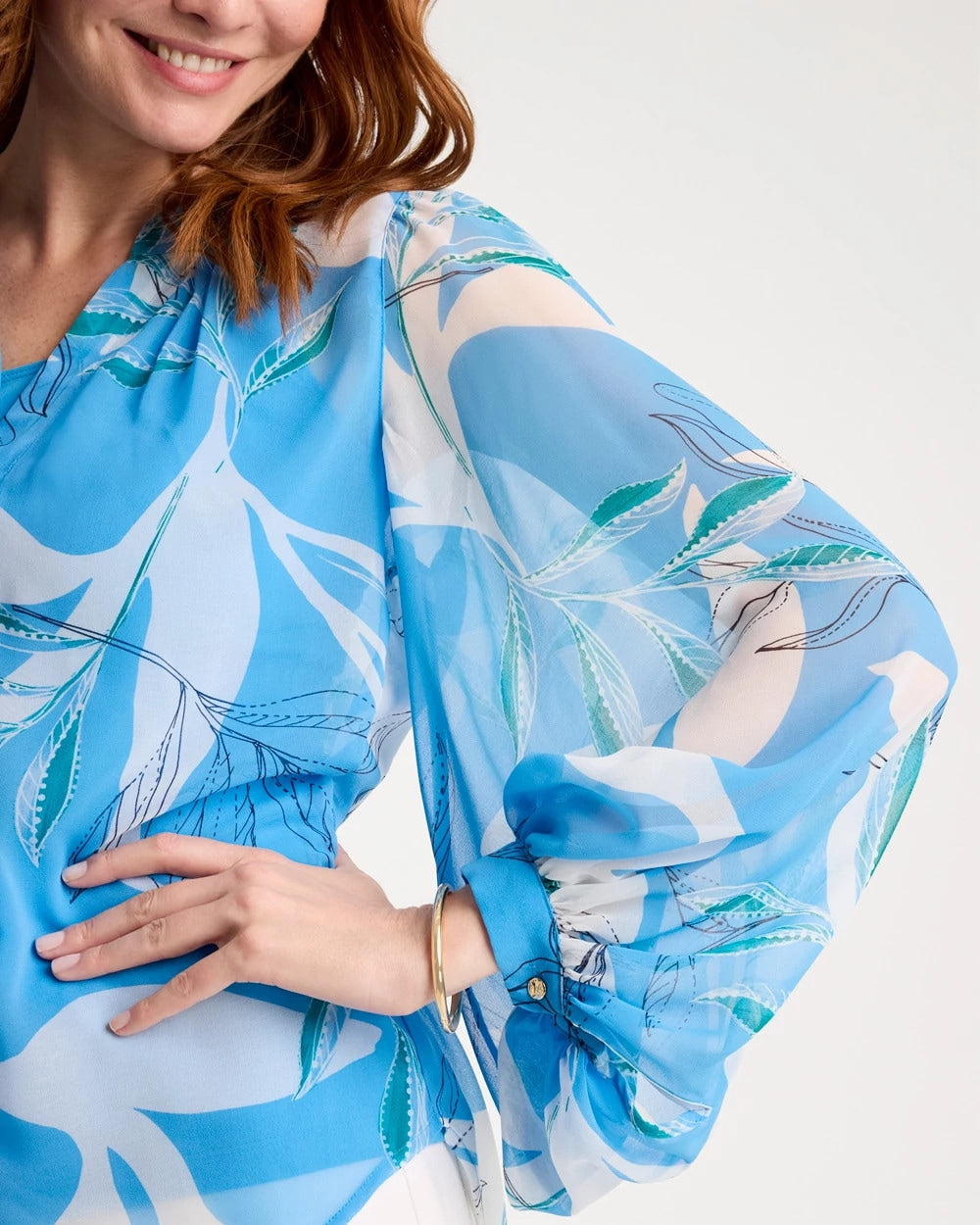 Chico's Quality - Georgette Printed Blouse Blue Tide