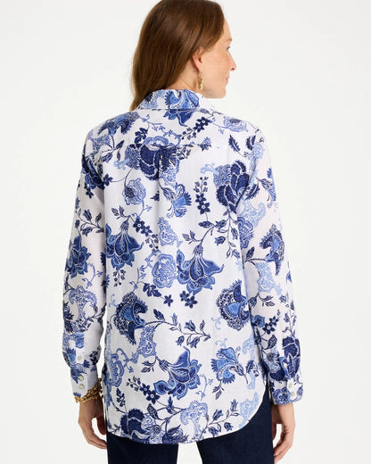 Chico's Customer Favorite - No Iron™ Linen Bloom Shirt Amparo Blue