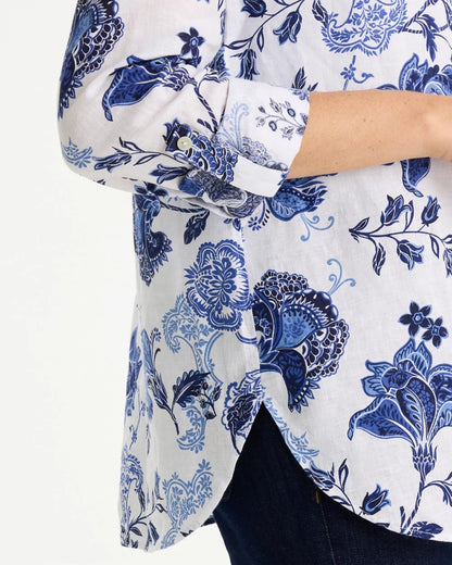 Chico's Customer Favorite - No Iron™ Linen Bloom Shirt Amparo Blue