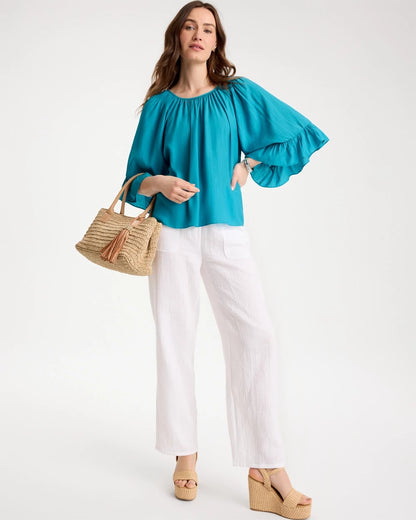 Chico's Smart Buy - Georgette Swing Blouse Lagoon Blue