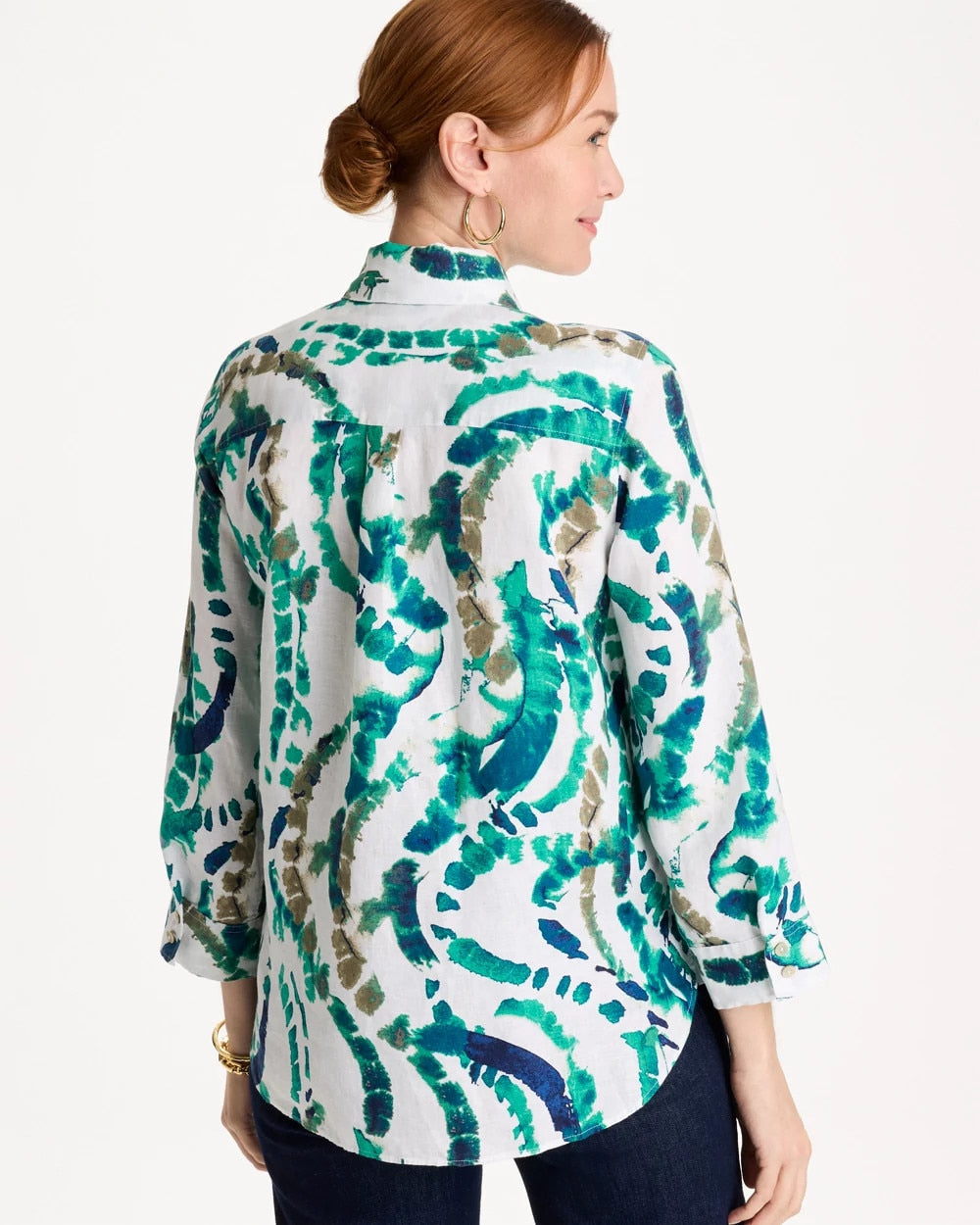 Chico's Best Seller - No Iron™ Athena Dye Linen Shirt Passport Blue
