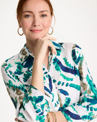 Chico's Best Seller - No Iron™ Athena Dye Linen Shirt Passport Blue