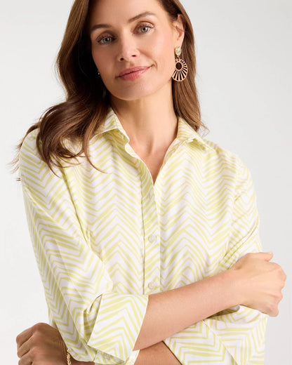 Chico's Top Pick - Chevron No Iron Stretch Shirt Soft Lime