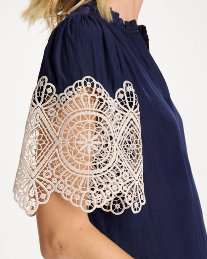Chico's Sale - Sea Island Crochet Lace Blouse Passport Blue