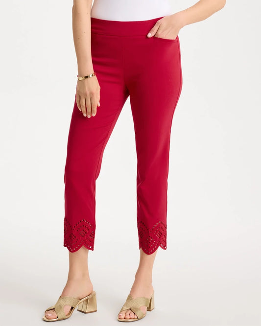 Chico's Special Offer - Petite Brigitte™ Slim Scalloped Ankle Pants Cherry Lush
