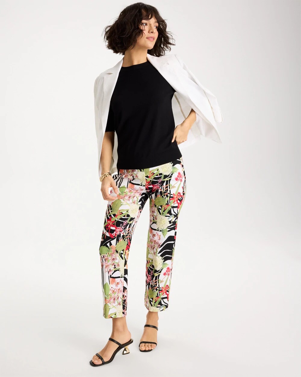 Chico's Best Seller - Tropical Nights Brigitte™ Straight Crop Pant Black