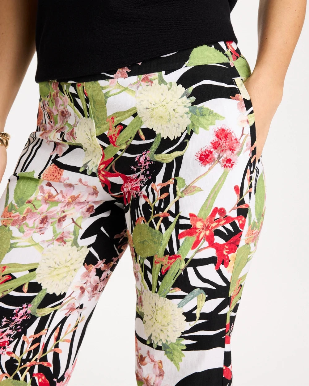 Chico's Best Seller - Tropical Nights Brigitte™ Straight Crop Pant Black