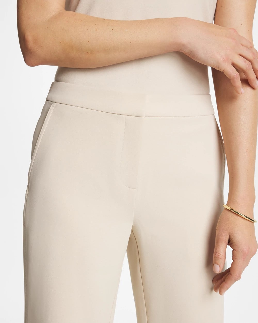 Chico's Trending - Textured Straight Tapered Ankle Pants Pale Sand