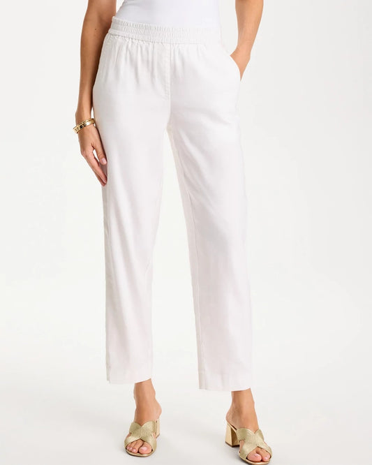 Chico's Discount - Soft-Stretch Linen Straight Tapered Ankle Pants Alabaster