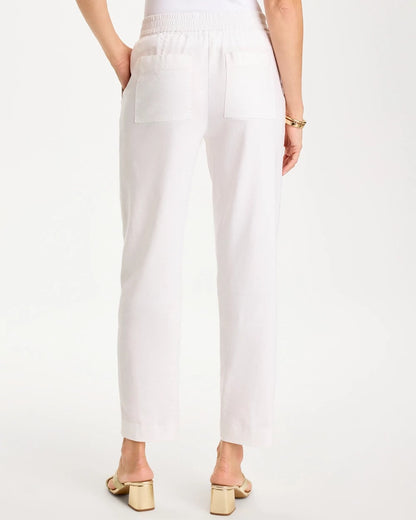 Chico's Discount - Soft-Stretch Linen Straight Tapered Ankle Pants Alabaster