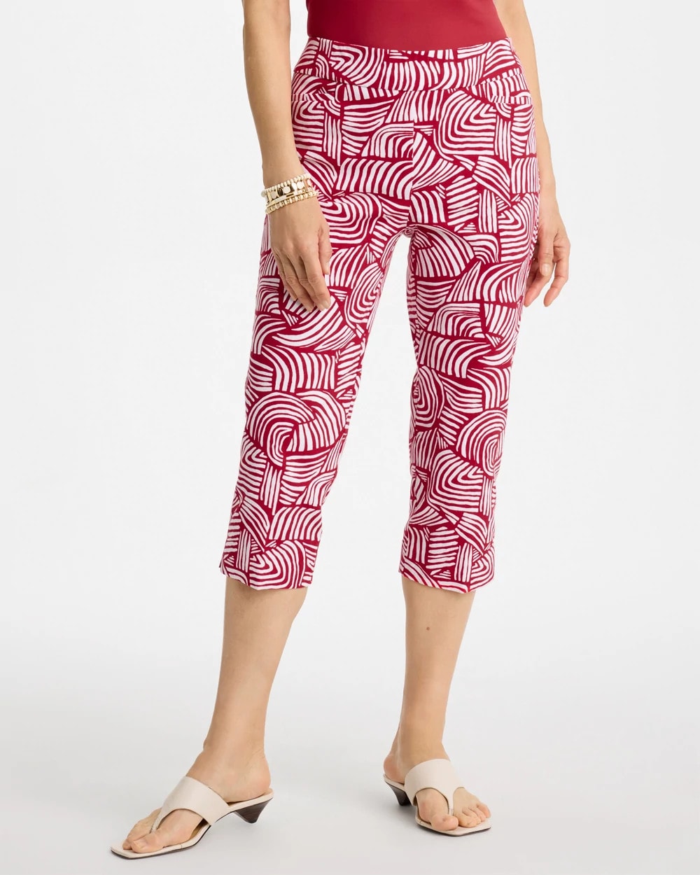 Chico's Sale - Brigitte™ Slim Geo Pull-On Capri Pant Cherry Lush
