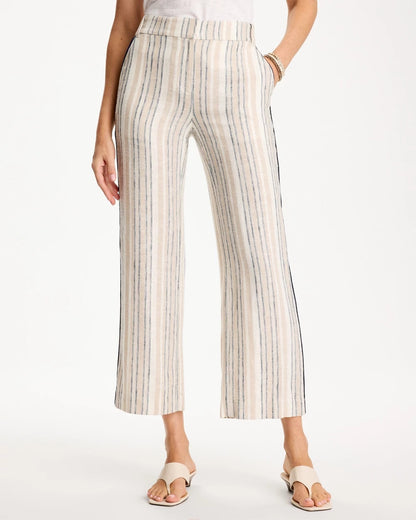 Chico's Featured - Striped Piped Linen Fly Front Pants Neutral