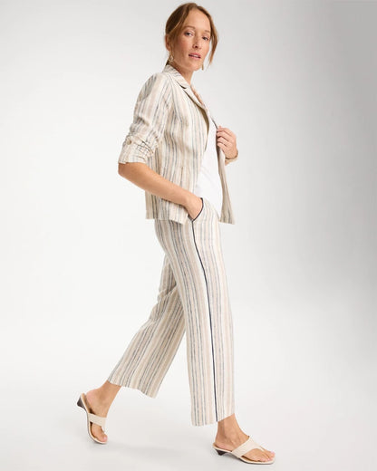 Chico's Featured - Striped Piped Linen Fly Front Pants Neutral