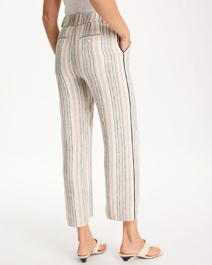 Chico's Featured - Striped Piped Linen Fly Front Pants Neutral