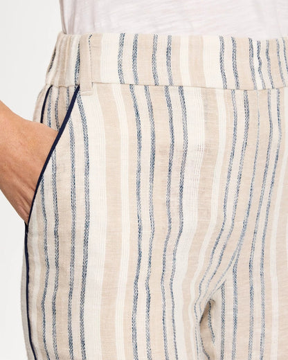 Chico's Featured - Striped Piped Linen Fly Front Pants Neutral