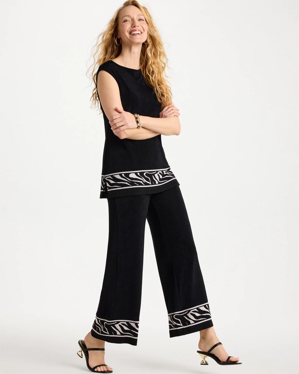 Chico's Signature - Travelers™ Abstract Zebra Cropped Pants Travelers Black