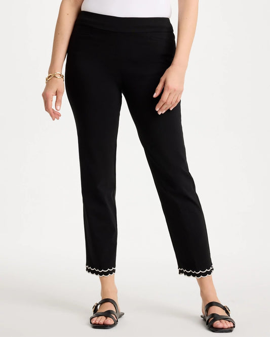 Chico's Top Pick - Contrast Scallop Brigitte™ Slim Crop Pant Black