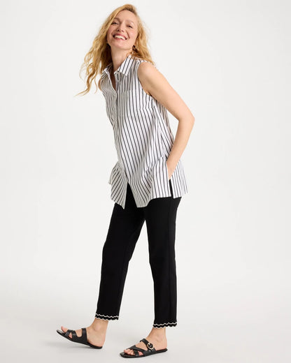 Chico's Top Pick - Contrast Scallop Brigitte™ Slim Crop Pant Black